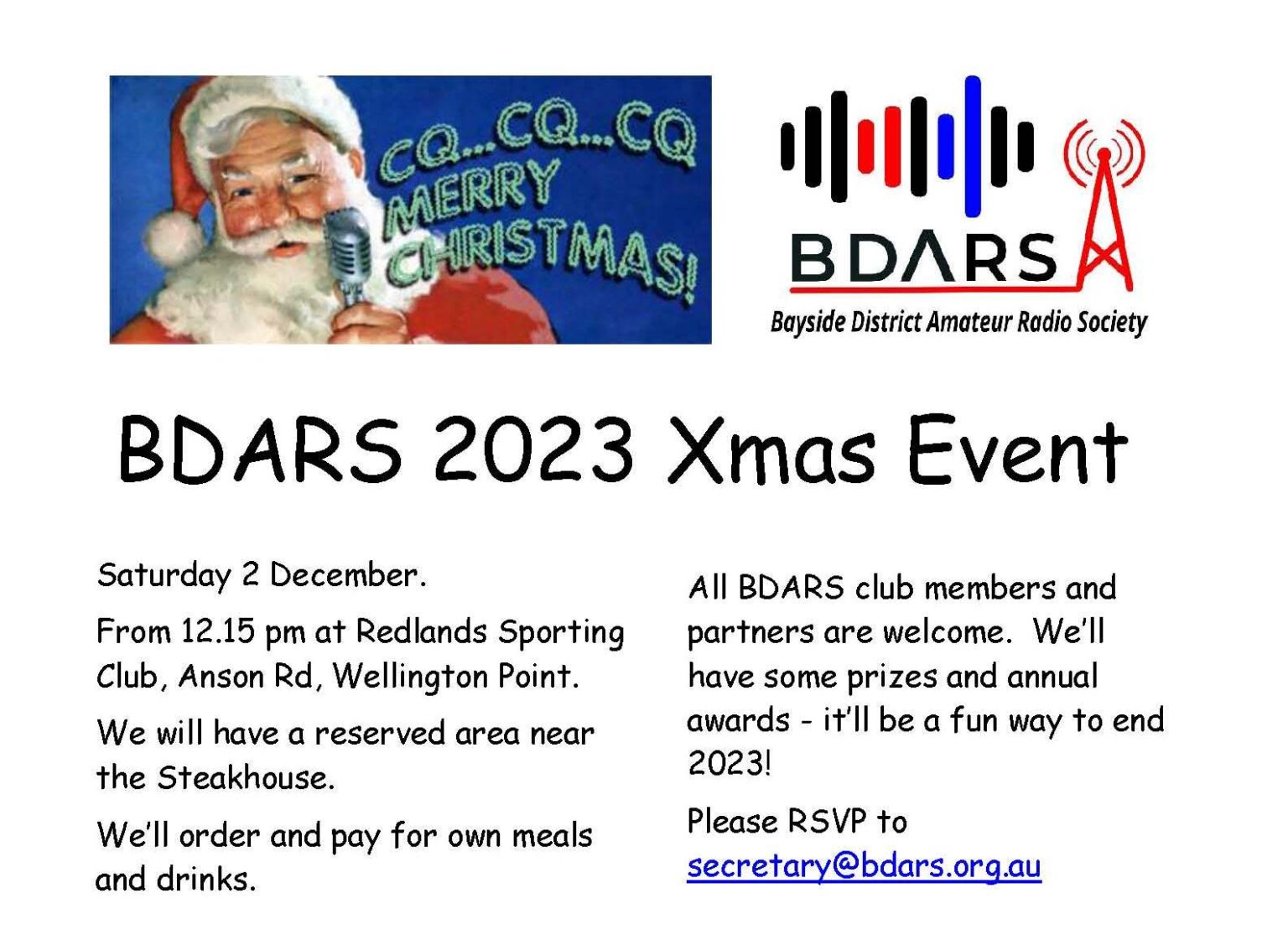 Xmas Event Bayside District Amateur Radio Society Inc