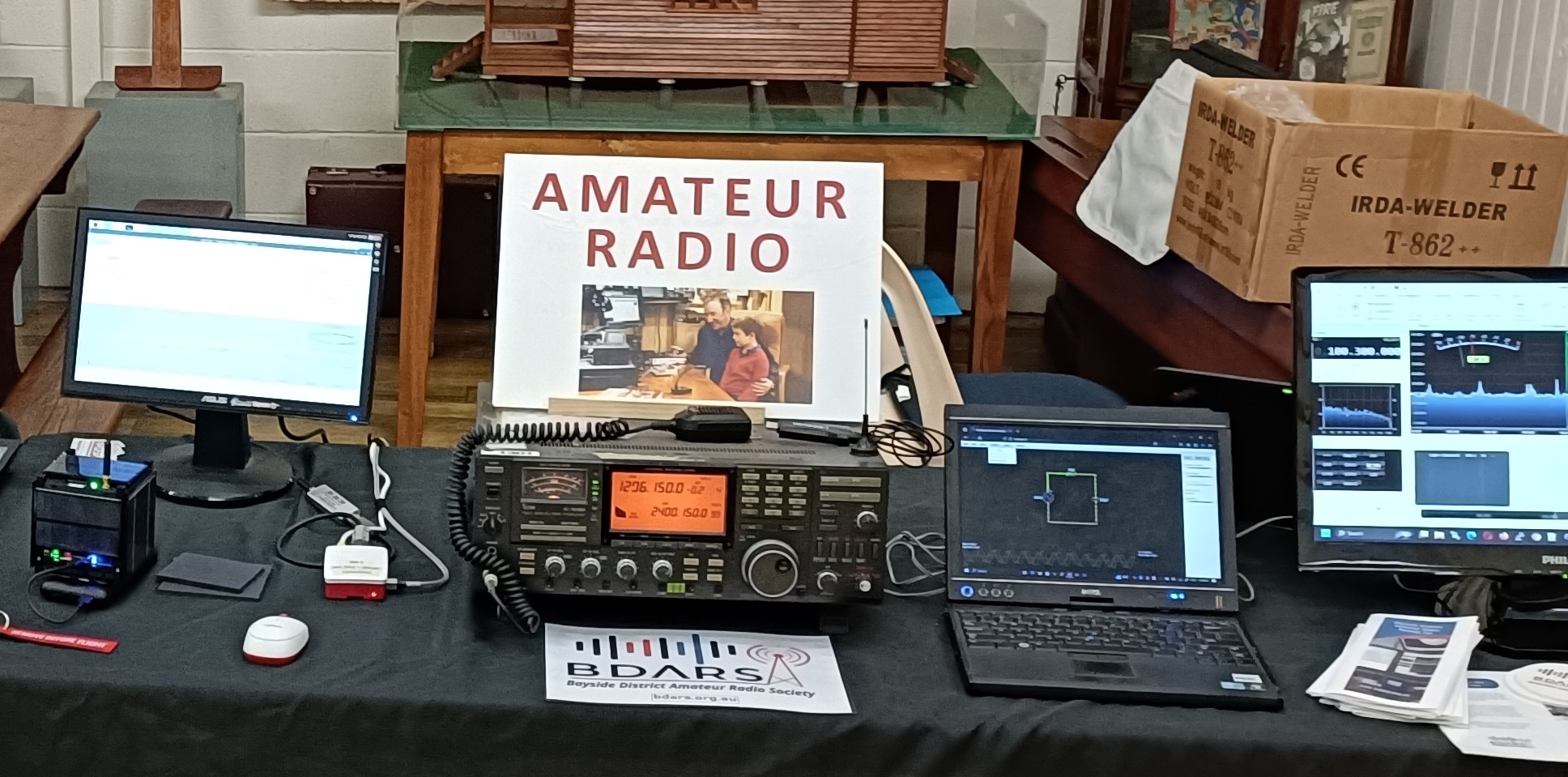 Amateur Radio desk exhibit close up