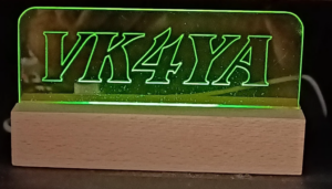 VK4YA example illuminated deskplate