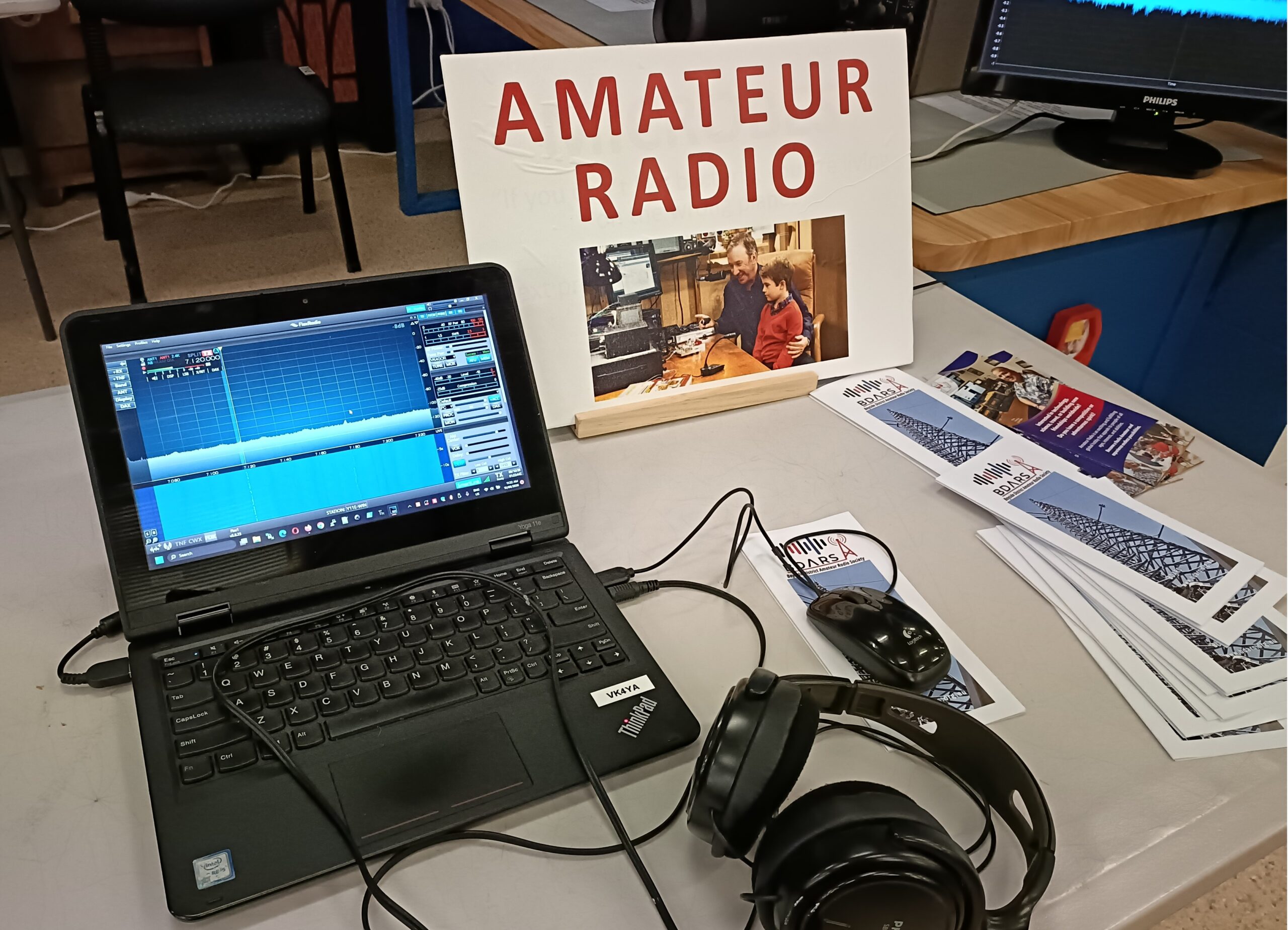 Amateur Radio Sign on the kiosk table